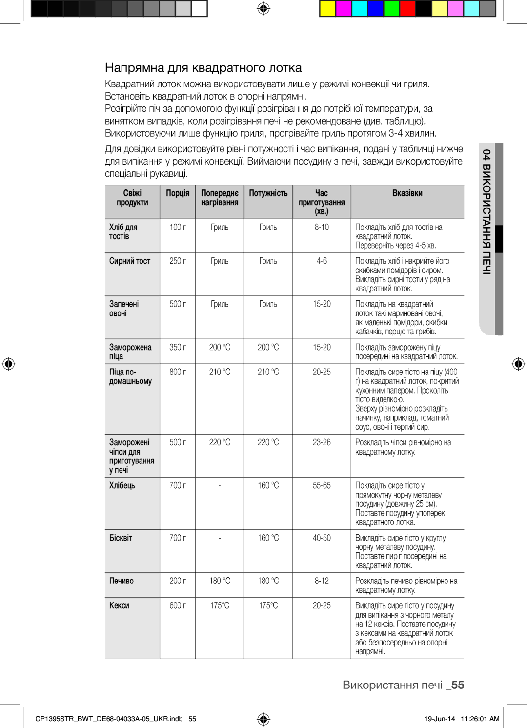 Samsung CP1395STR/BWT manual Напрямна для квадратного лотка 