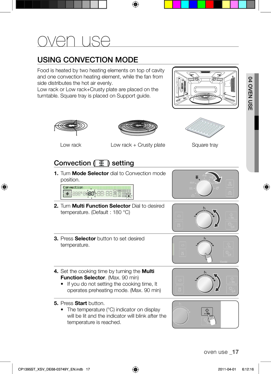 Samsung CP1395ST/XSV manual Oven use, Using Convection Mode, Convection setting 