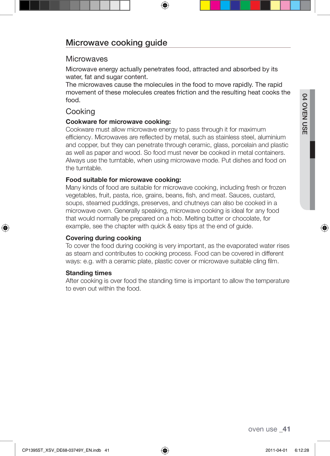 Samsung CP1395ST/XSV manual Microwave cooking guide, Microwaves, Cooking 