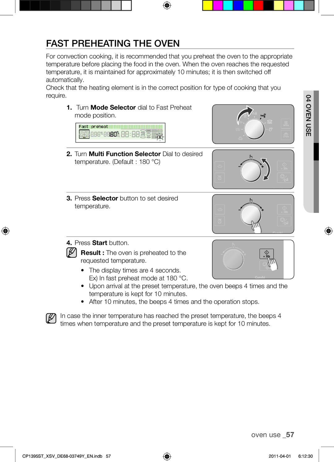 Samsung CP1395ST/XSV manual Fast Preheating the Oven 