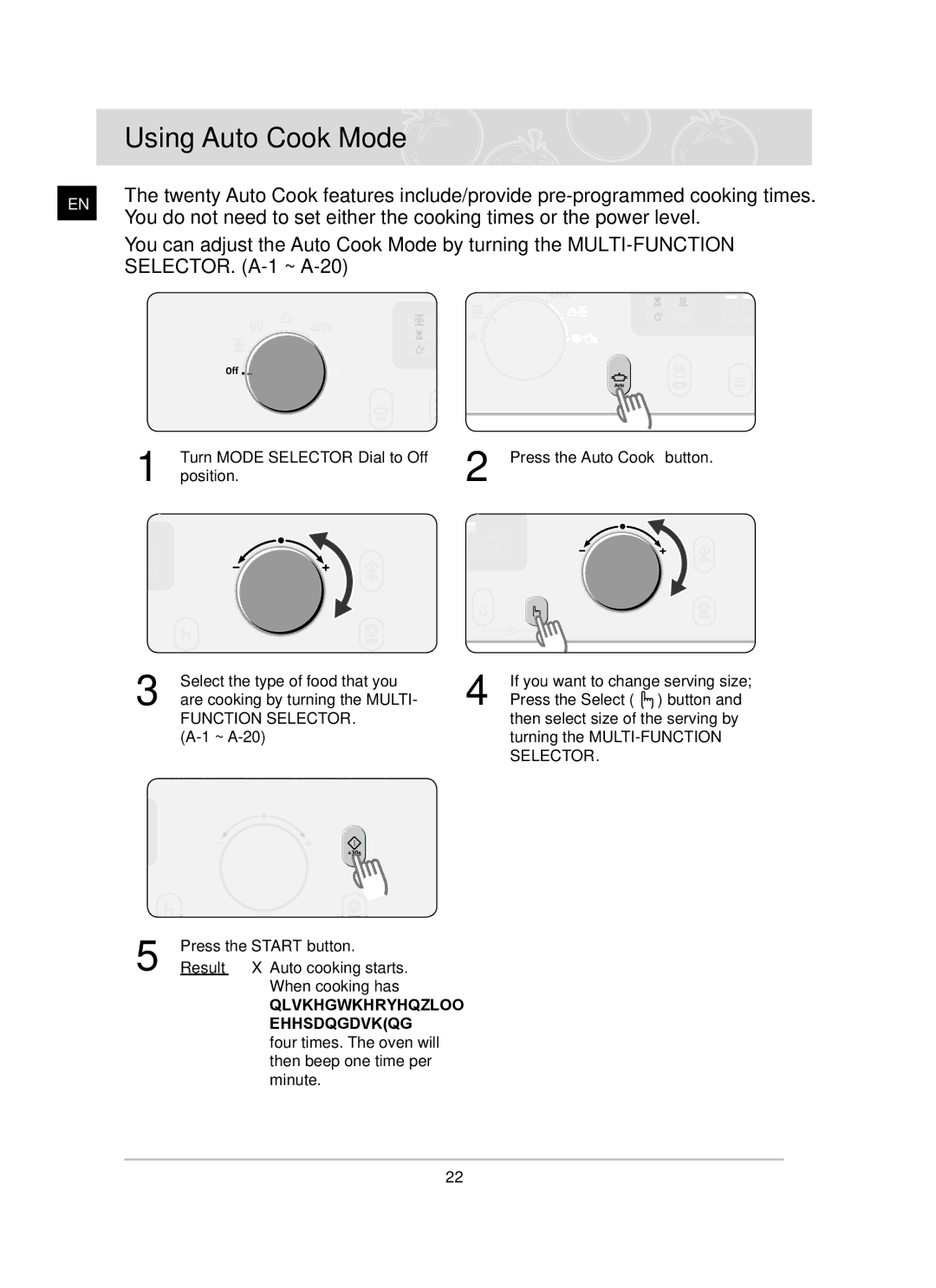 Samsung CQ138SC owner manual Using Auto Cook Mode, SELECTOR. A-1 ~ A-20 