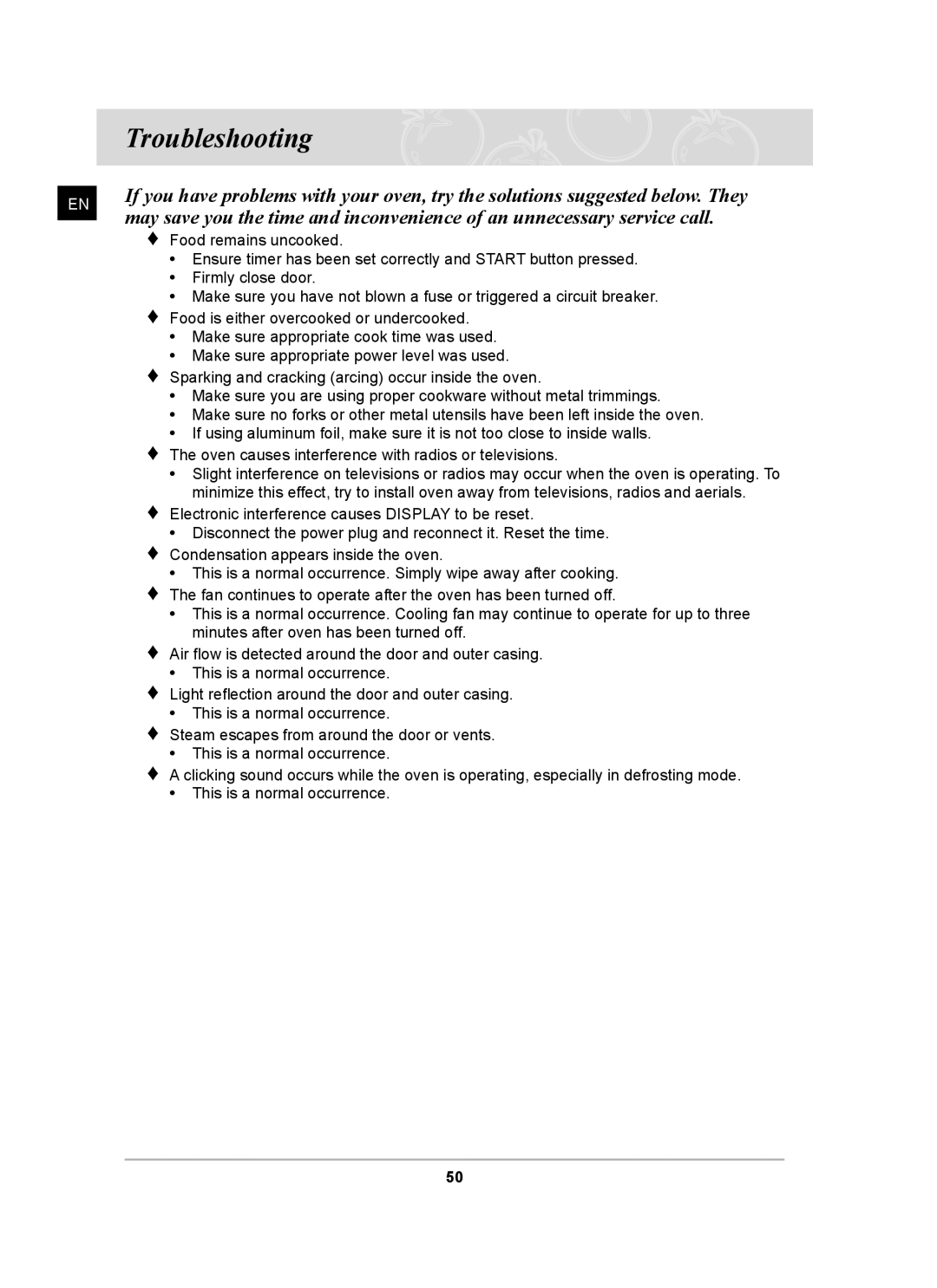 Samsung CQ138SC owner manual Troubleshooting 