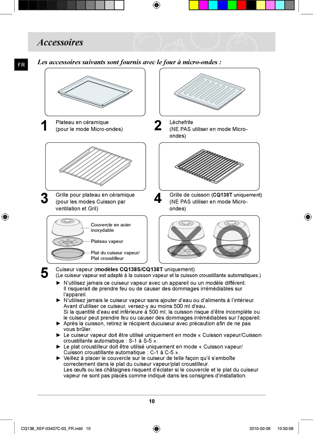 Samsung CQ138T-ST/XEF, CQ138T-G/XEF manual Accessoires 