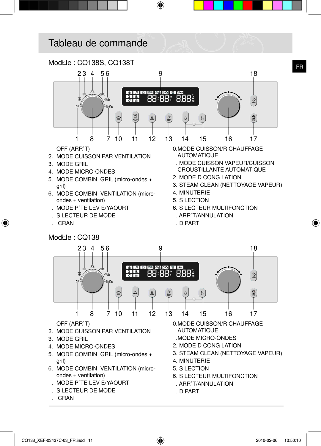 Samsung CQ138T-G/XEF, CQ138T-ST/XEF manual Modèle CQ138S, CQ138T 