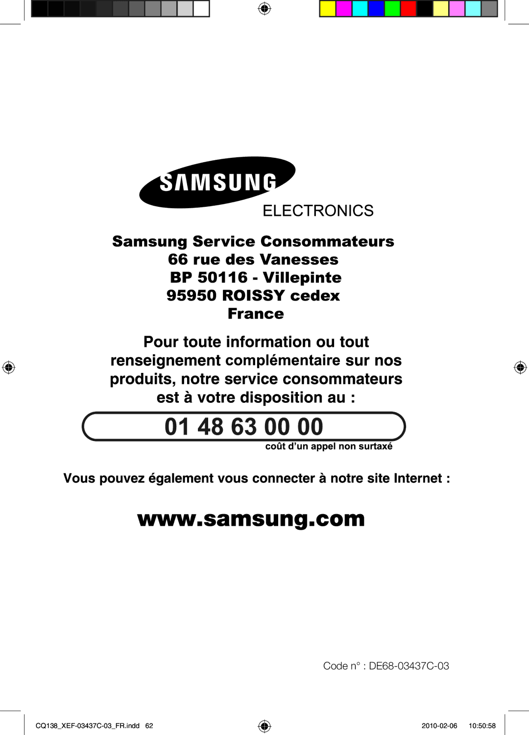 Samsung CQ138T-ST/XEF, CQ138T-G/XEF manual Code n DE68-03437C-03 