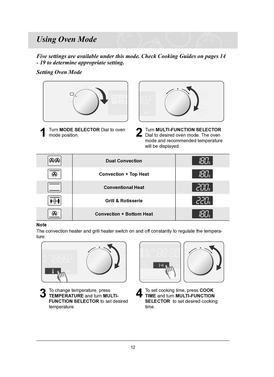 Samsung CQ1570-B/ZAM, CQ1570-B/ATC manual Using Oven Mode 