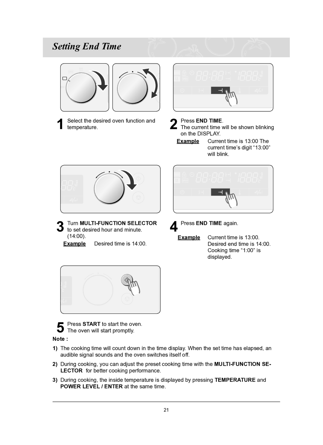 Samsung CQ1570-B/ATC, CQ1570-B/ZAM manual Setting End Time, Press END Time 