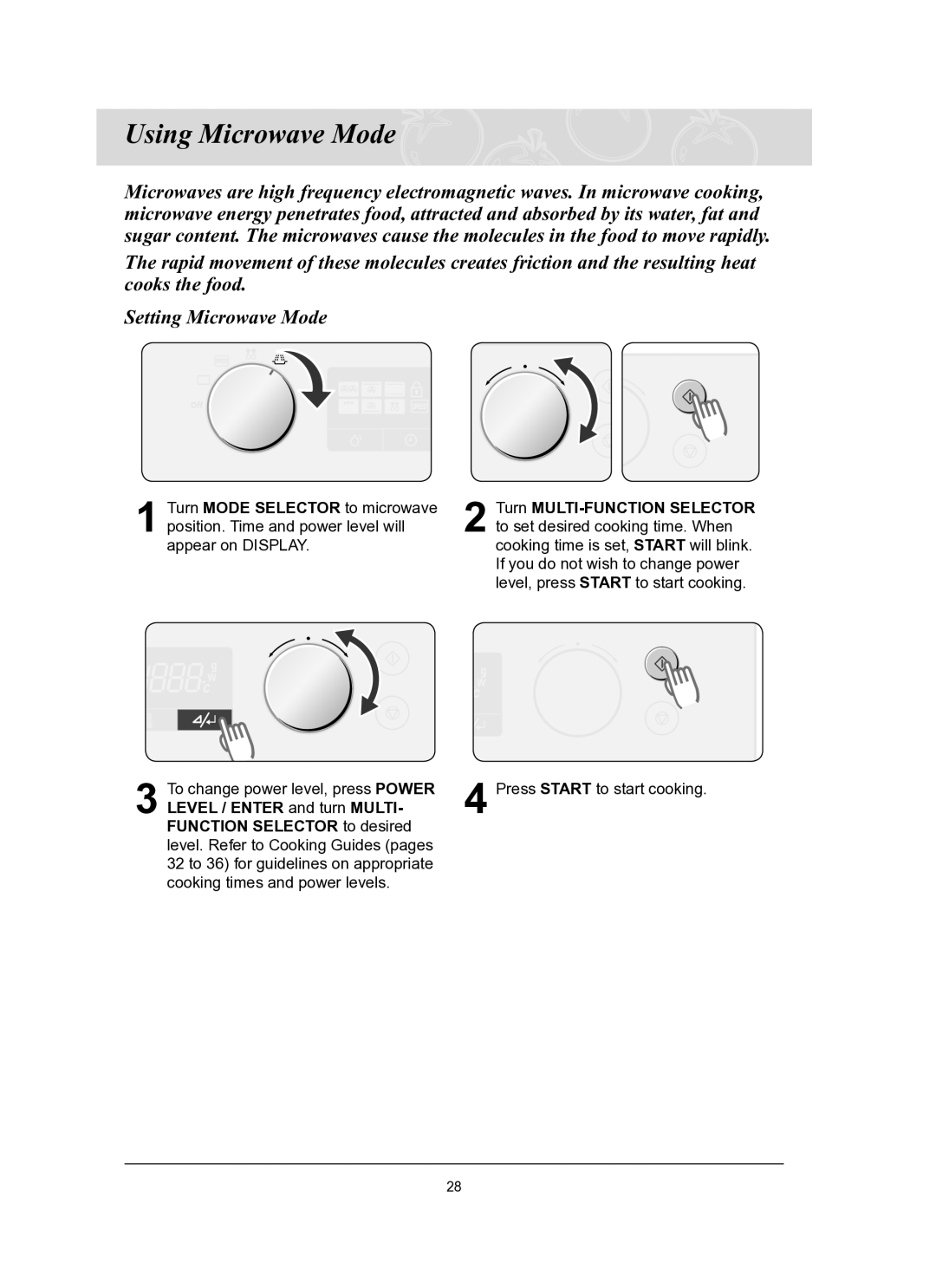 Samsung CQ1570-B/ZAM, CQ1570-B/ATC manual Using Microwave Mode 