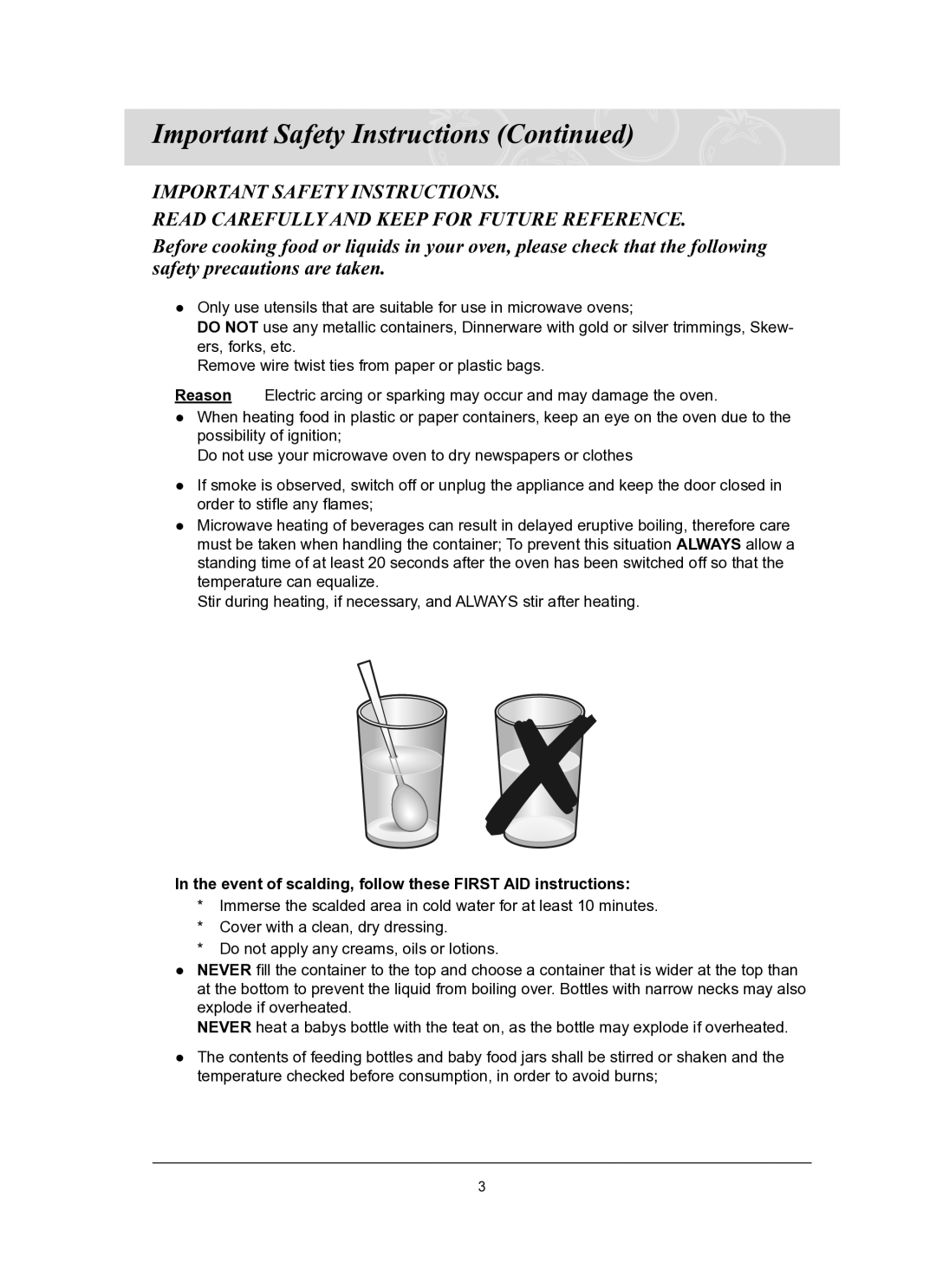 Samsung CQ1570-B/ATC, CQ1570-B/ZAM manual Event of scalding, follow these First AID instructions 