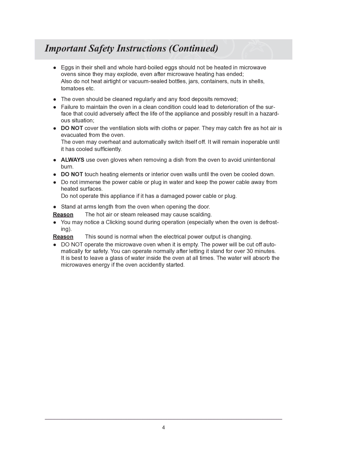 Samsung CQ1570-B/ZAM, CQ1570-B/ATC manual Important Safety Instructions 