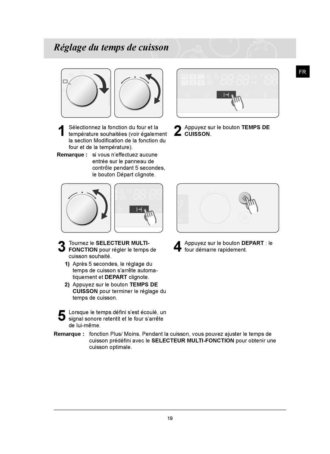 Samsung CQ1570U/XEF manual Réglage du temps de cuisson, Cuisson 