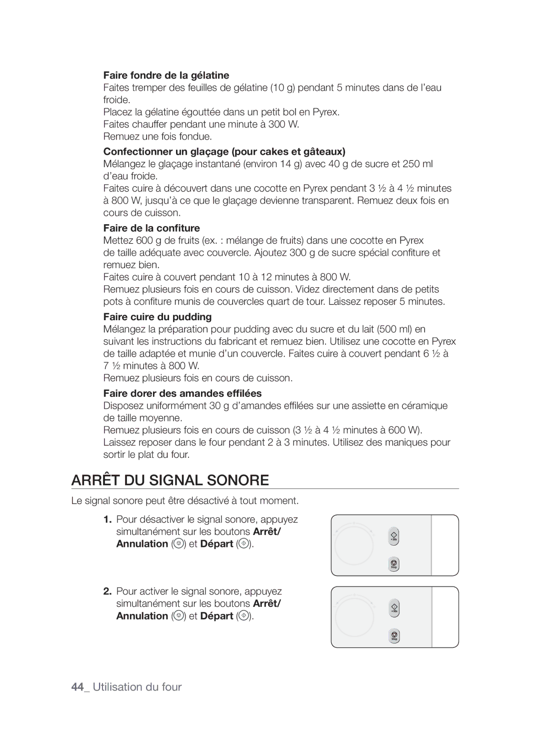 Samsung CQV137-S/XEF manual Arrêt du signal sonore 