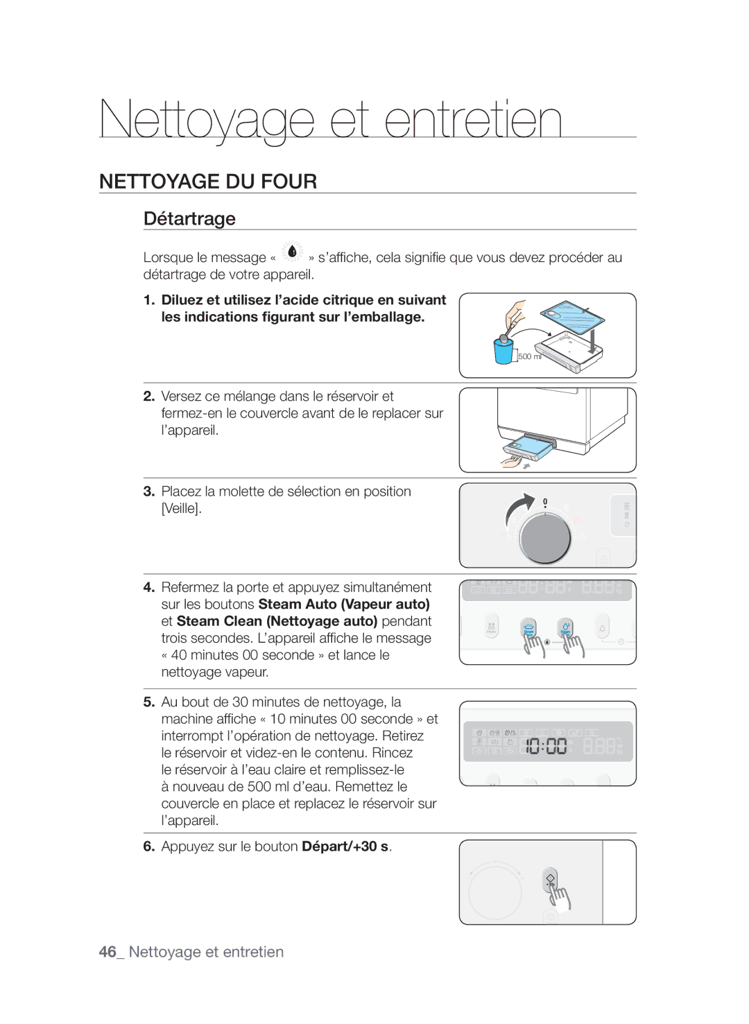 Samsung CQV137-S/XEF manual Nettoyage et entretien, Nettoyage du four, Détartrage 