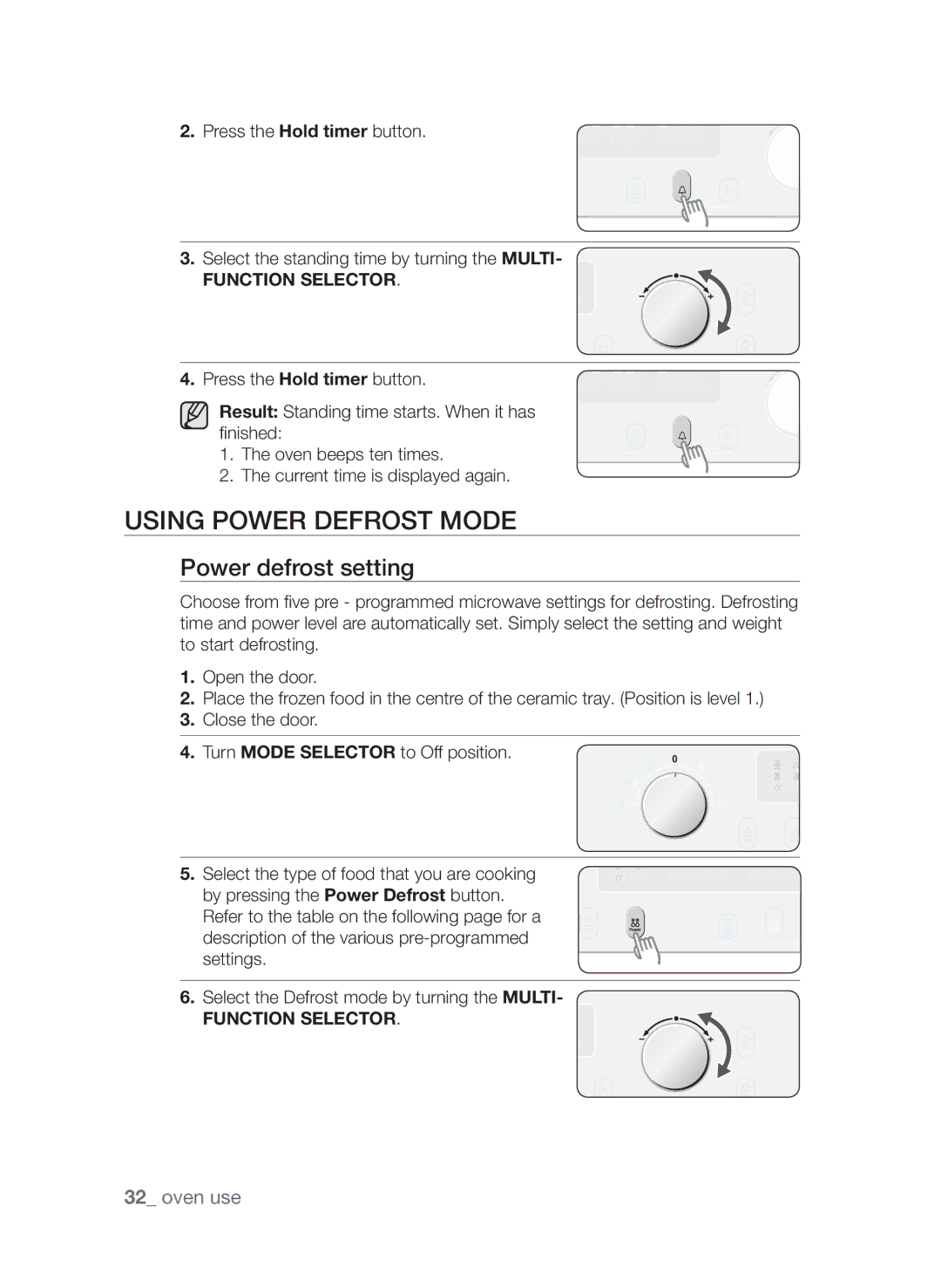 Samsung CQV137-S/XEF manual Using power defrost mode, Power defrost setting 