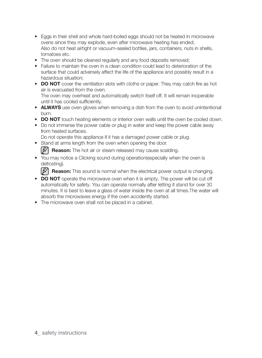 Samsung CQV137-S/XEF manual Safety instructions 