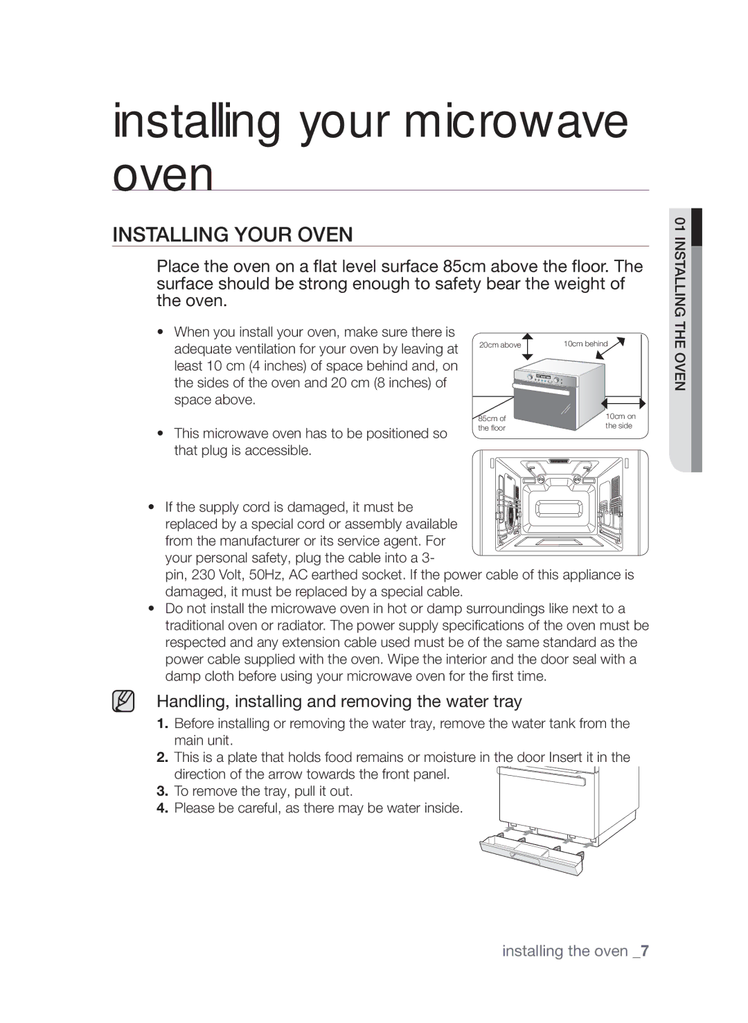 Samsung CQV137-S/XEF manual Installing your microwave oven, Installing your oven 