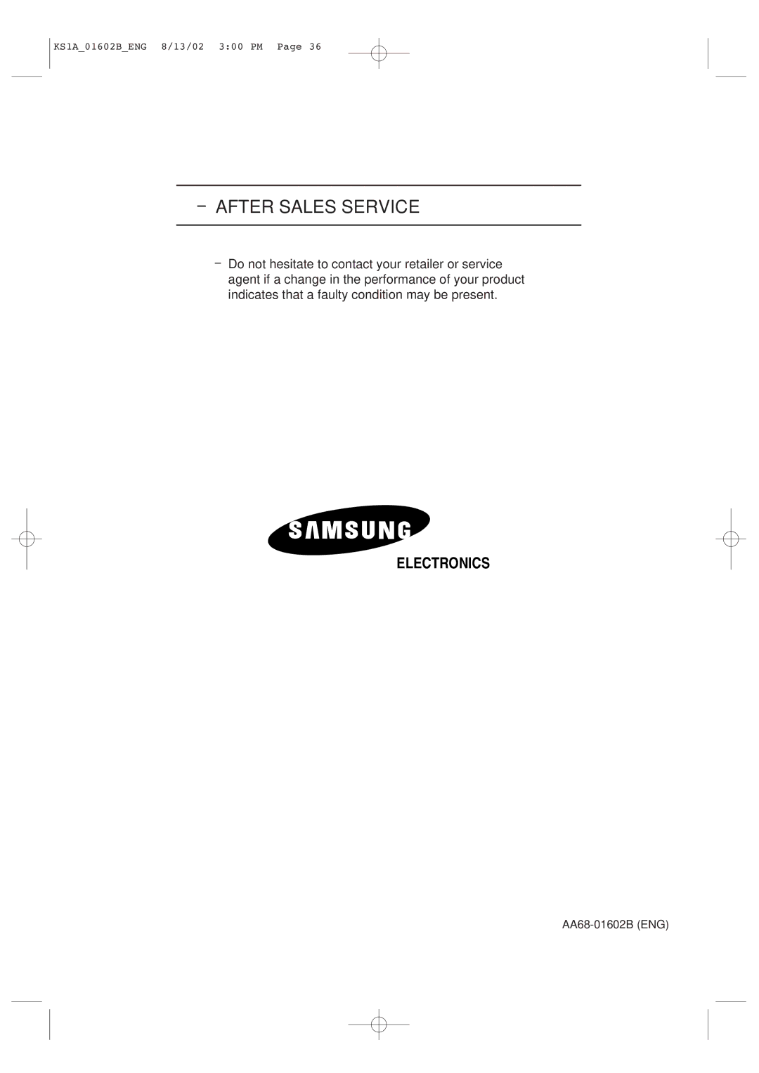 Samsung CRT Direct View TV manual After Sales Service 