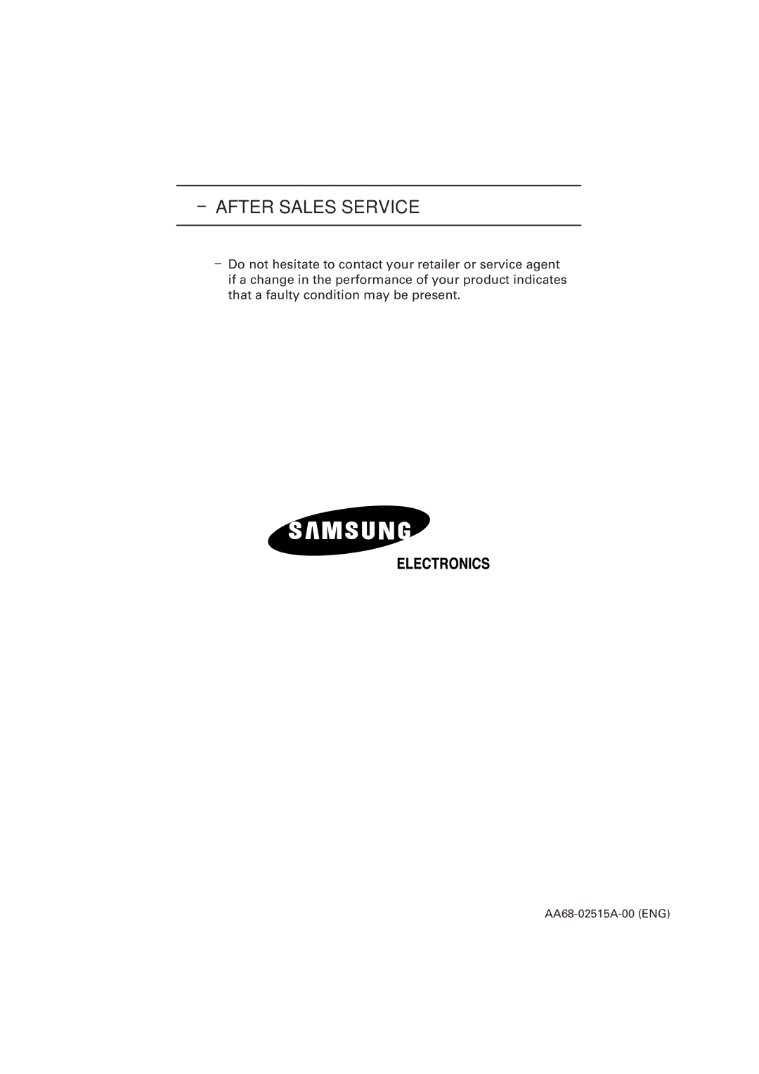 Samsung CS-29V5MH manual After Sales Service 