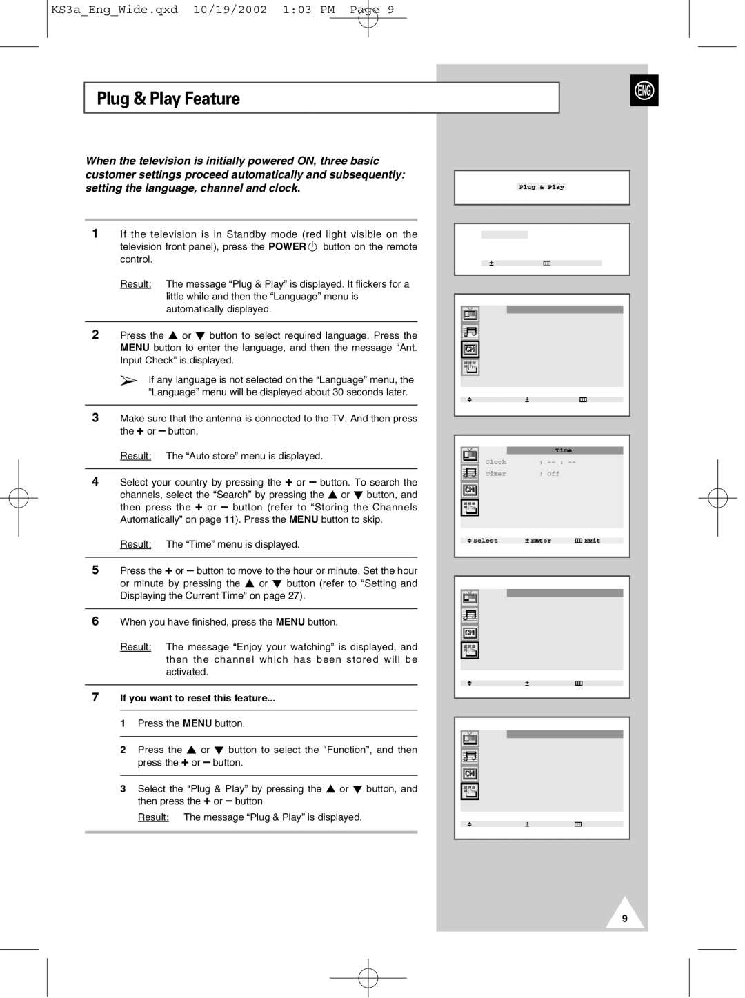 Samsung CS29K10MQ manual Plug & Play Feature 