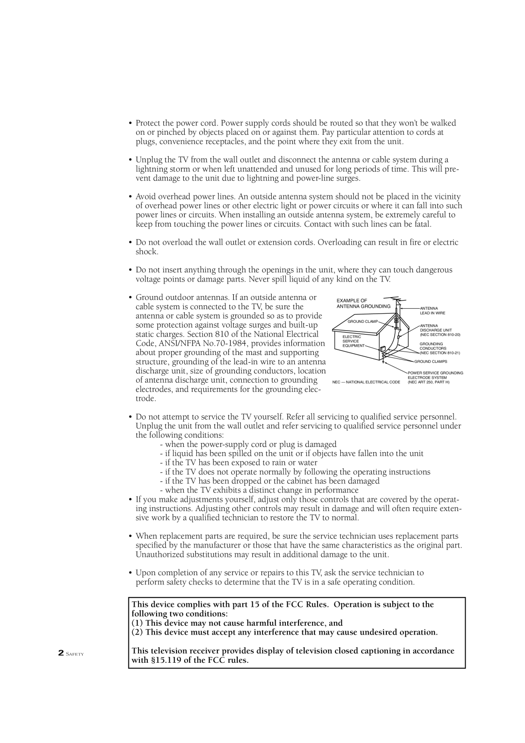 Samsung CSN2077DV manual Example Antenna Grounding 