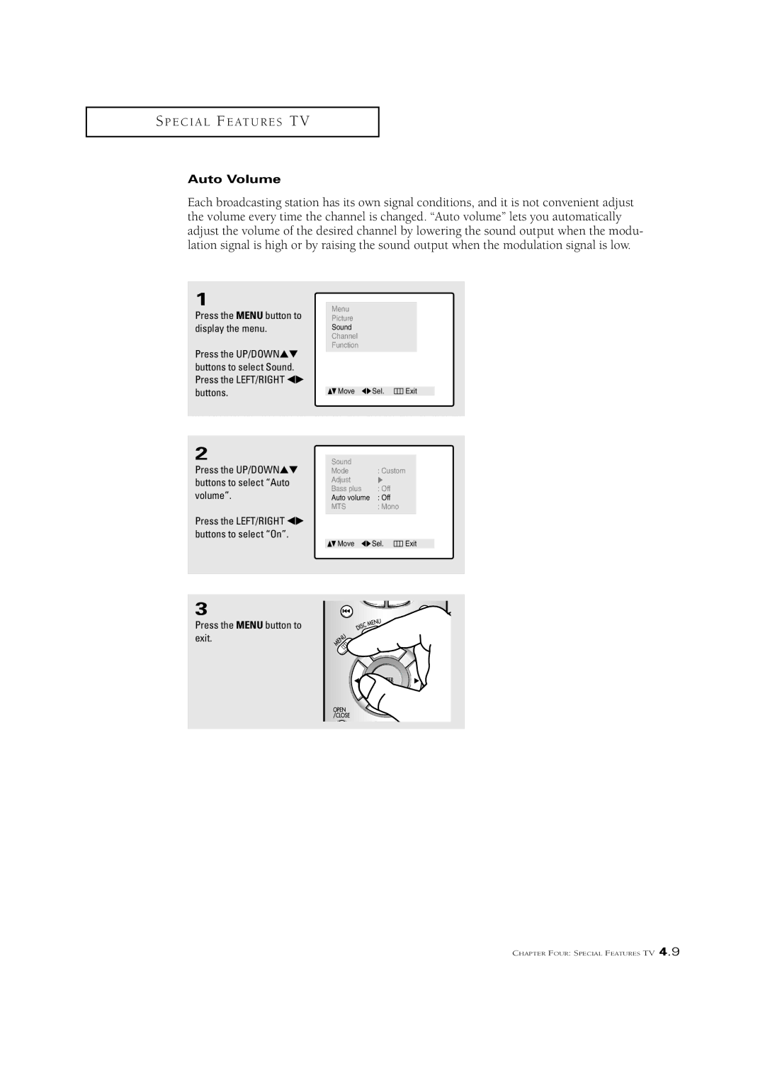 Samsung CSN2077DV manual Auto Volume 