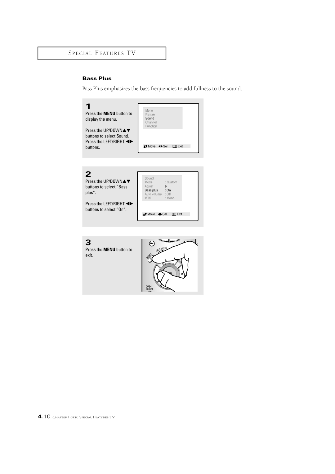 Samsung CSN2077DV manual Bass Plus 