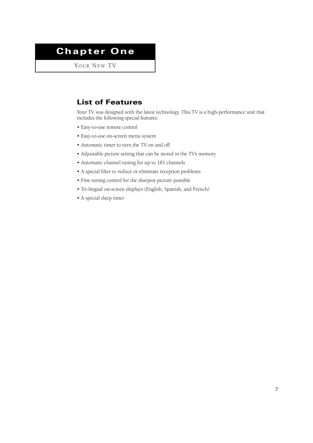 Samsung CT-17N11MJ, CT-15K10MJ, CT-20H4, CT-20V10MJ, CT-15K9MJ manual Chapter One, List of Features 