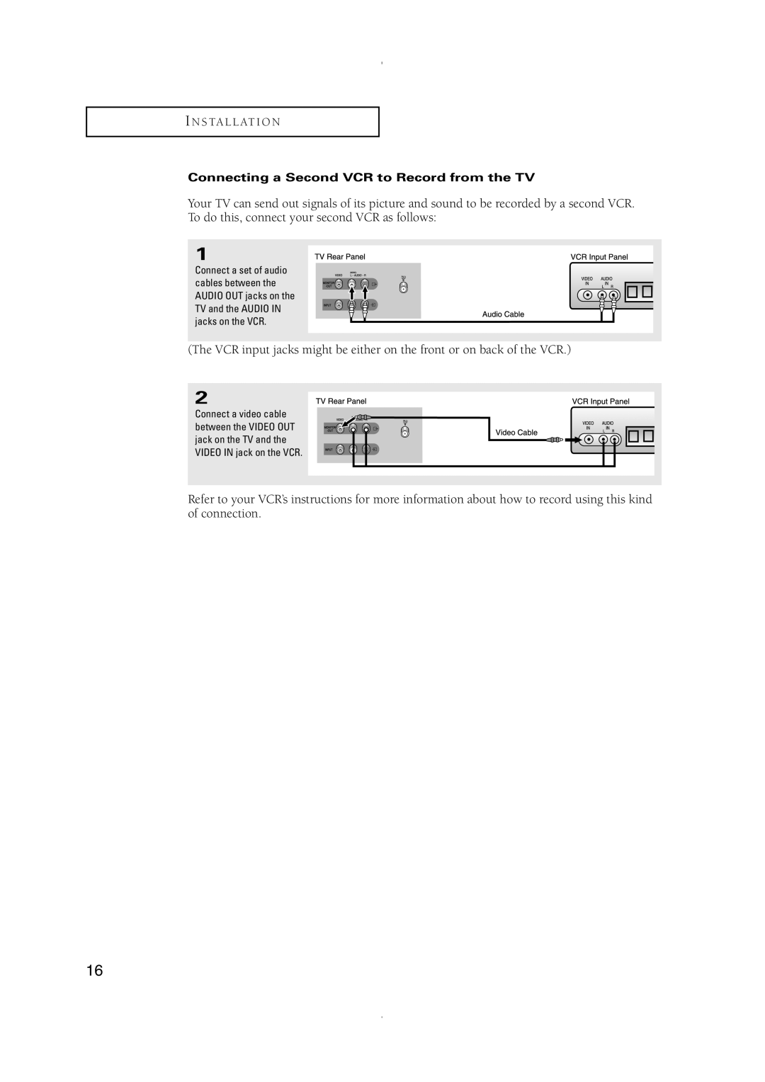 Samsung CT-21K3W, CT-21K5W manual Connecting a Second VCR to Record from the TV 