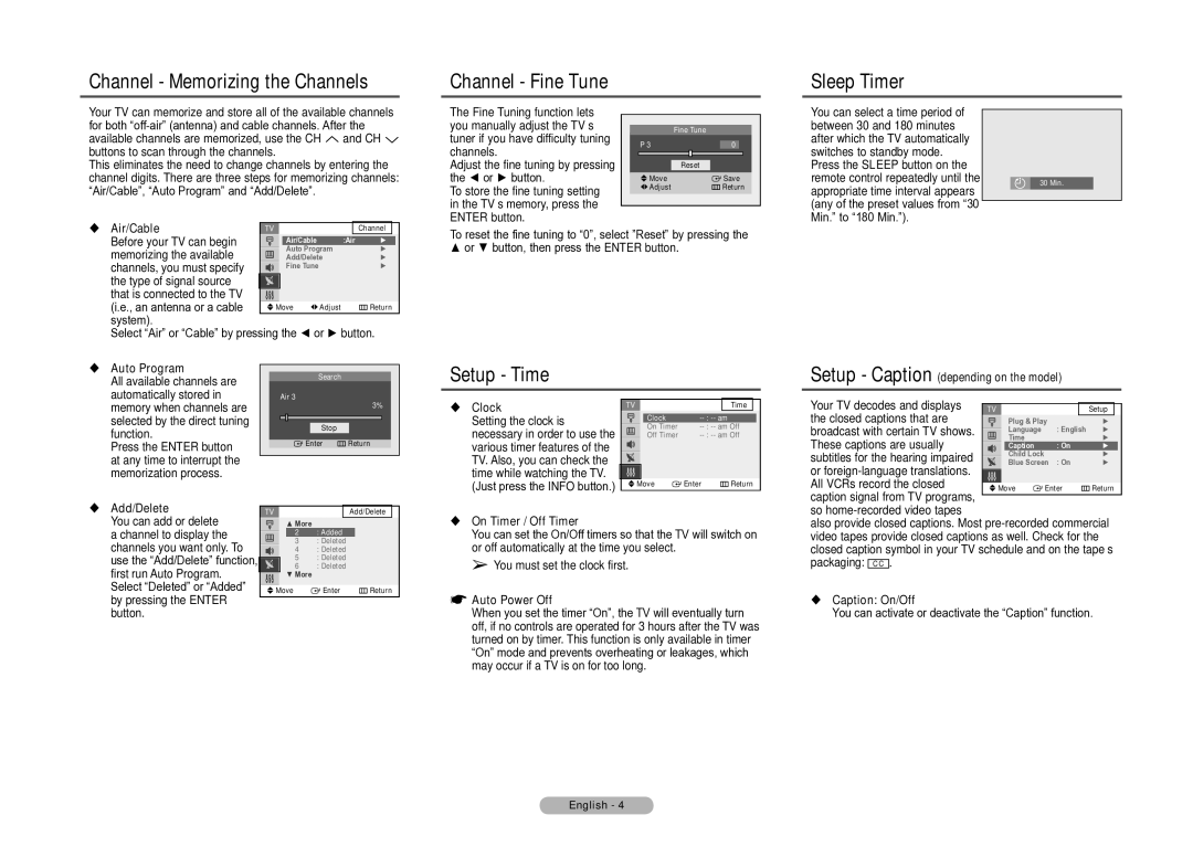 Samsung CT2Z57, CT2Z47, CT2Z58, CT2Z55, CT2Z45, CT2Z50 manual Setup Time 