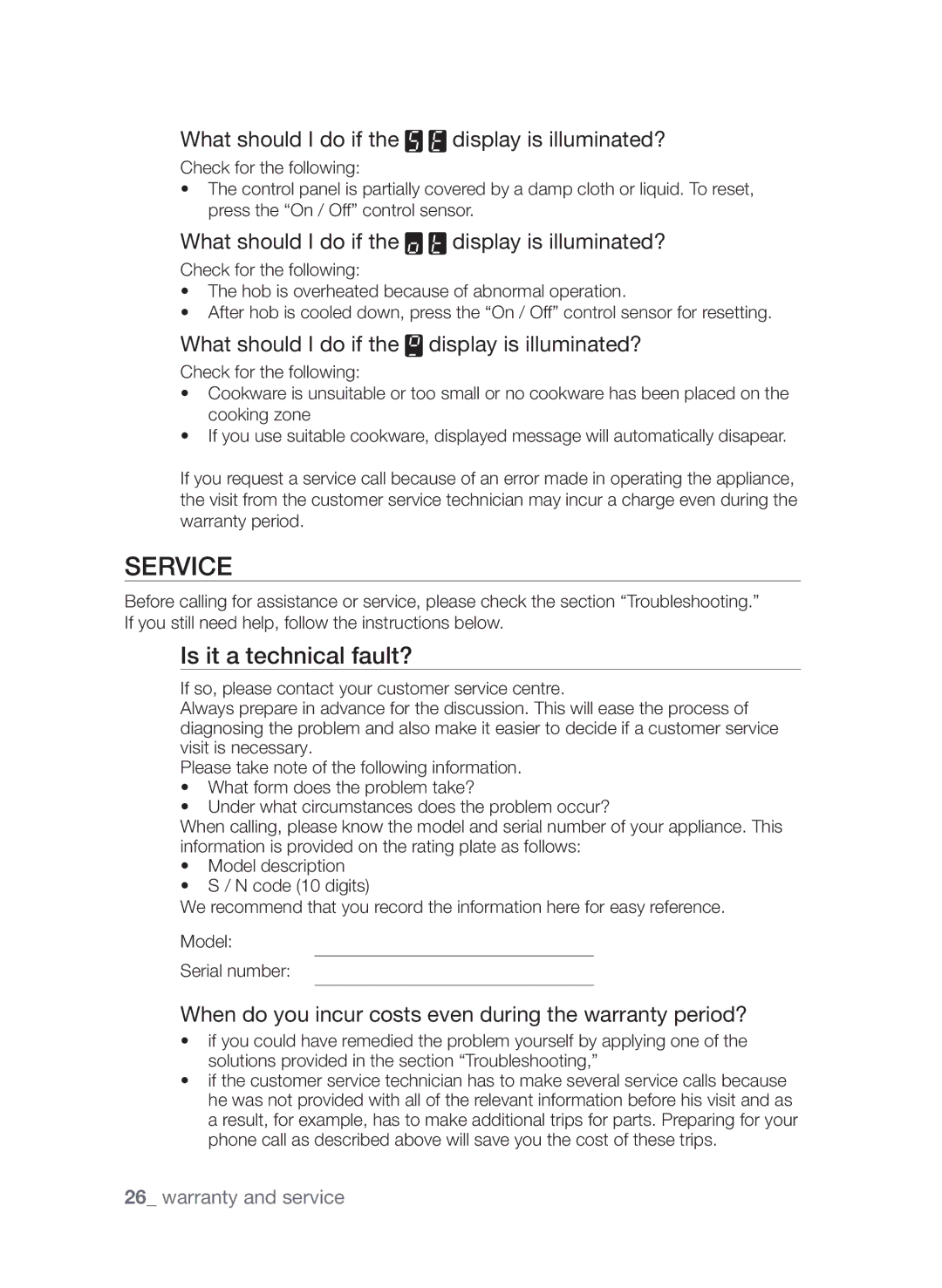 Samsung CTI613EHST/XEE manual Service, Is it a technical fault? 