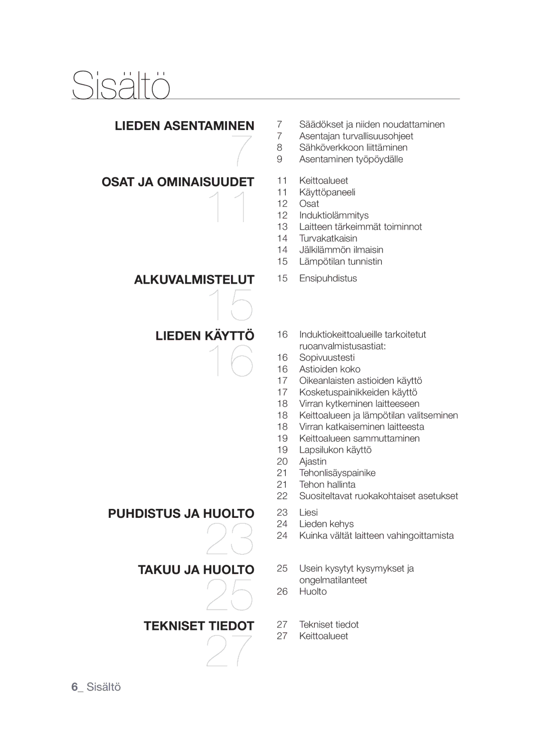 Samsung CTI613EHST/XEE manual Sisältö 