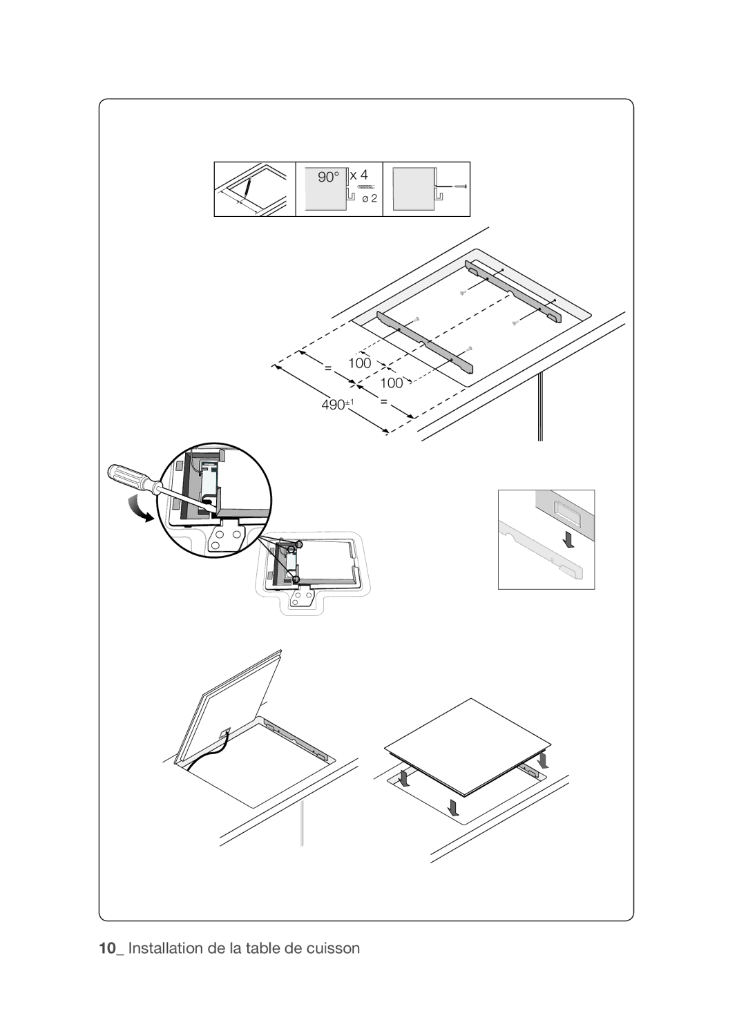 Samsung CTI613EHST/XEF manual Installation de la table de cuisson 