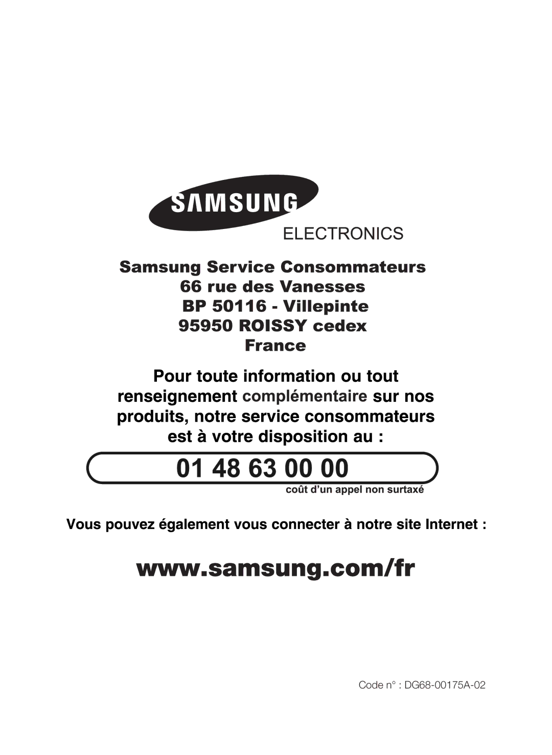 Samsung CTI613EHST/XEF manual Code n DG68-00175A-02 