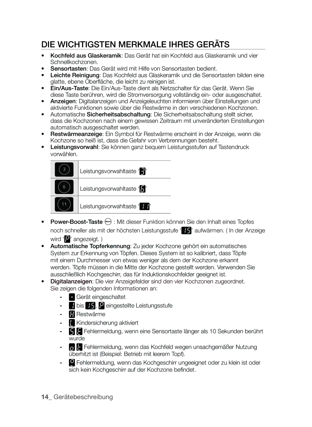 Samsung CTI613EHST/XEG manual Die wichtigsten Merkmale Ihres Geräts 