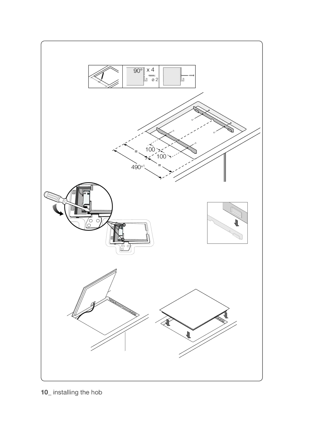 Samsung CTI613GI user manual Installing the hob 