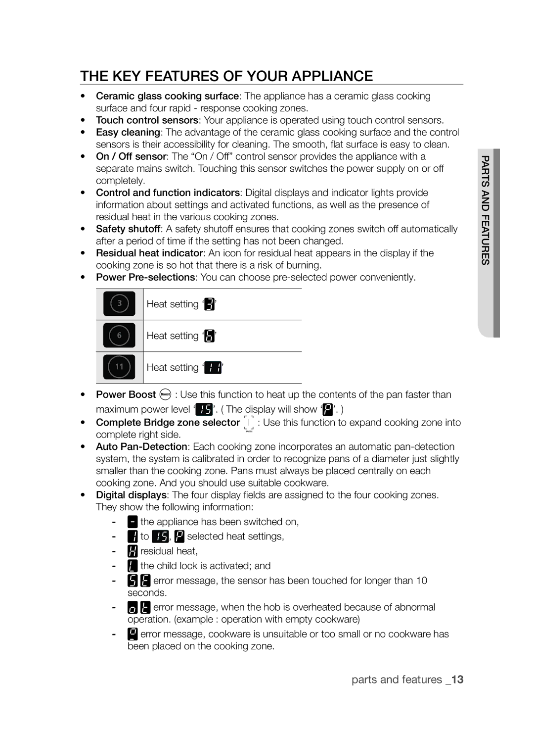 Samsung CTI613GI user manual Key features of your appliance 