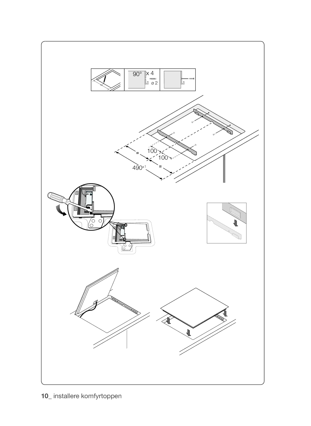 Samsung CTI613GIN/XEE, CTI613GIN/XEO manual Installere komfyrtoppen 