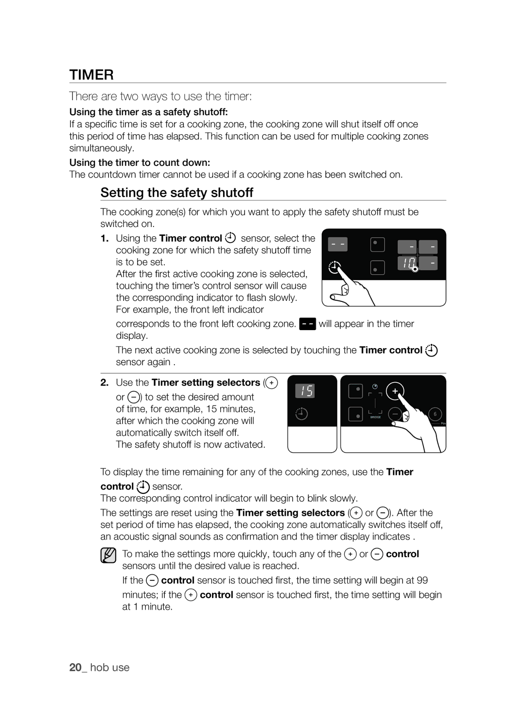 Samsung CTI613GIN/XEE, CTI613GIN/XEO manual Timer, Setting the safety shutoff 