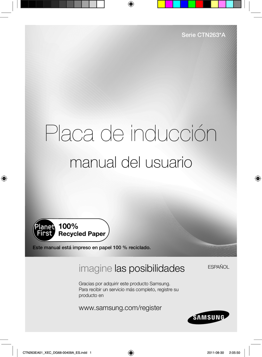 Samsung CTN263EA01/XEC manual Placa de inducción, Este manual está impreso en papel 100 % reciclado 