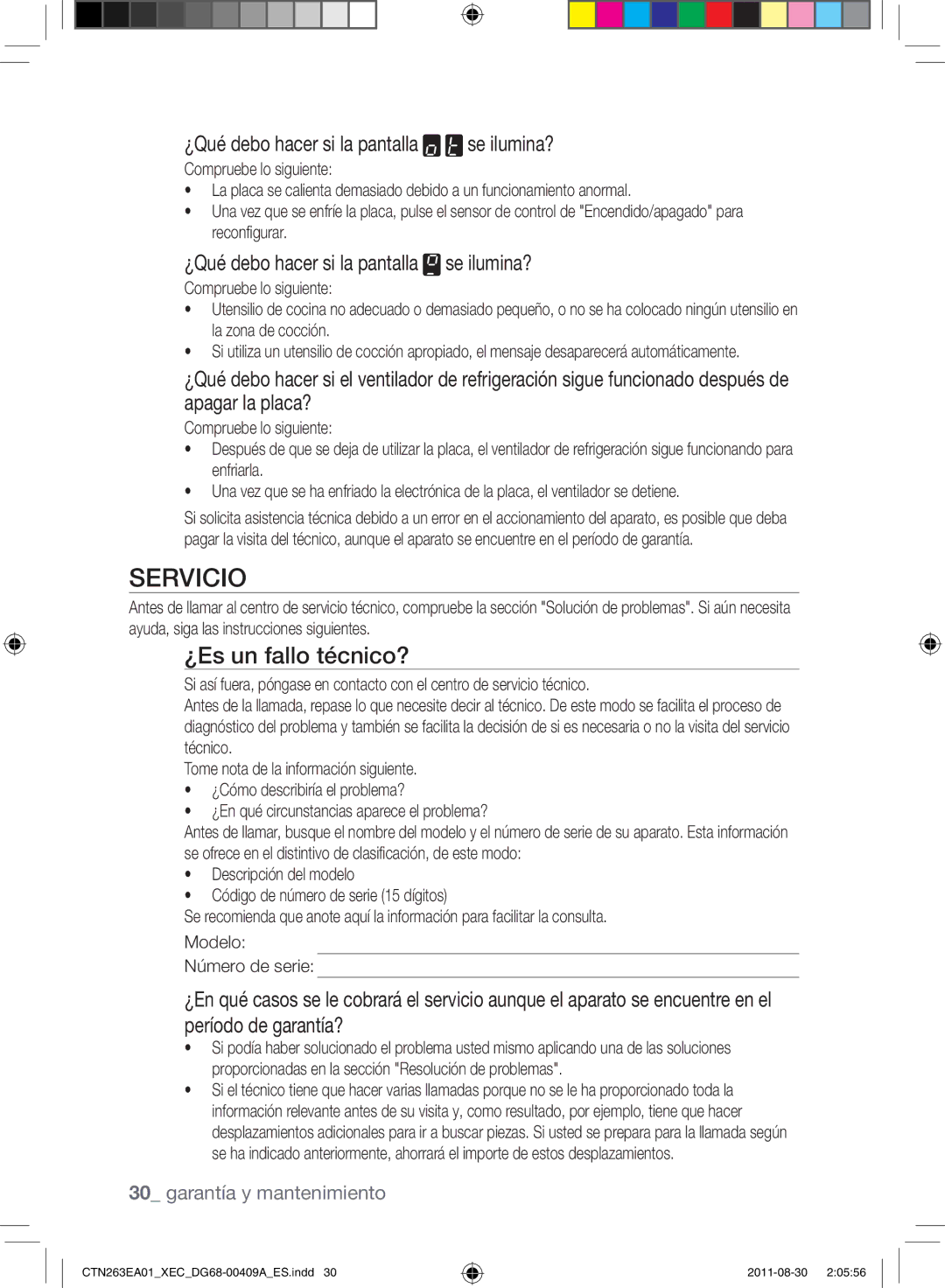 Samsung CTN263EA01/XEC manual Servicio, ¿Es un fallo técnico? 