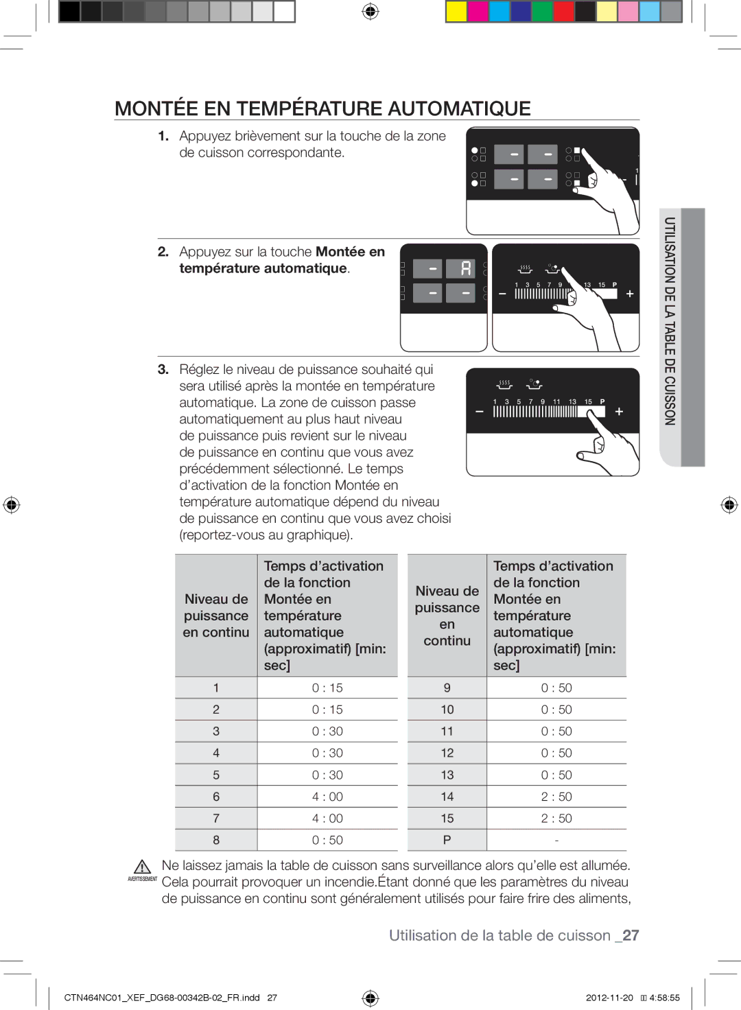 Samsung CTN464NC01/XEF, CTN263EA01/XEF manual Montée EN Température Automatique, Température automatique 