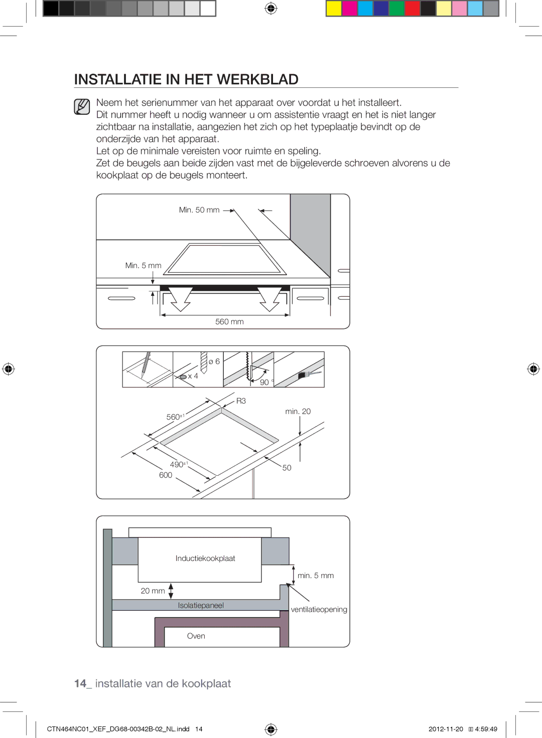 Samsung CTN263EA01/XEF, CTN464NC01/XEF manual Installatie in HET Werkblad 