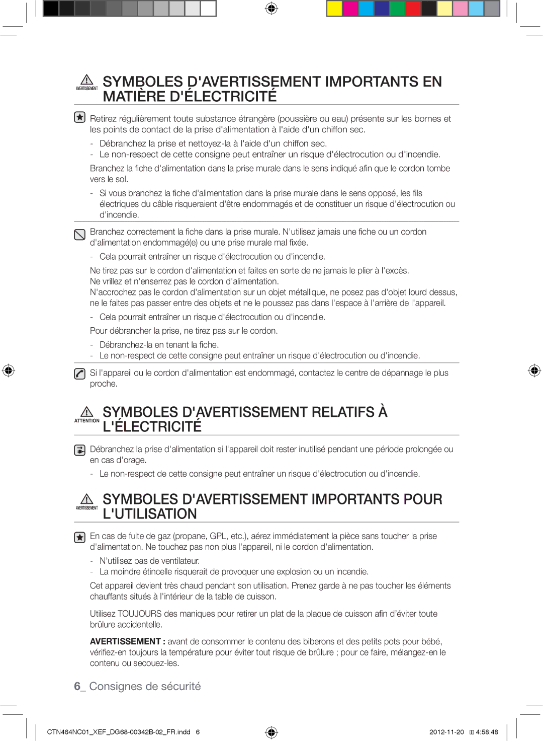 Samsung CTN263EA01/XEF Symboles Davertissement Relatifs À Attention Lélectricité, Symboles Davertissement Importants Pour 