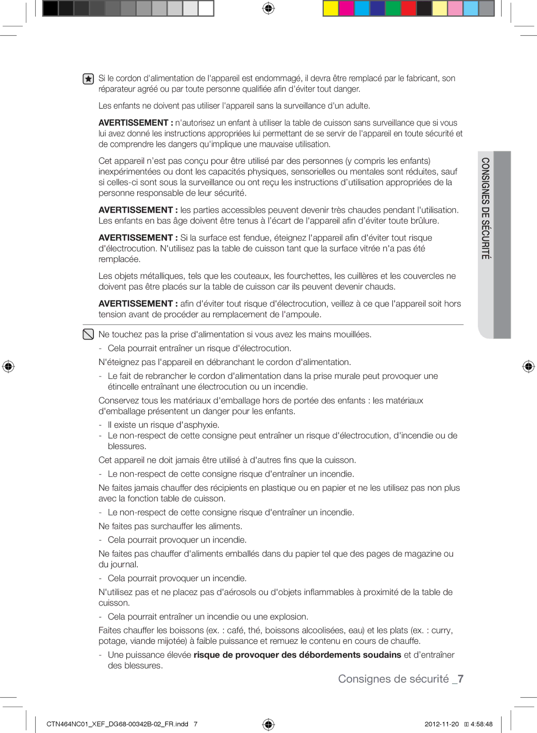 Samsung CTN464NC01/XEF, CTN263EA01/XEF manual Consignes de sécurité 