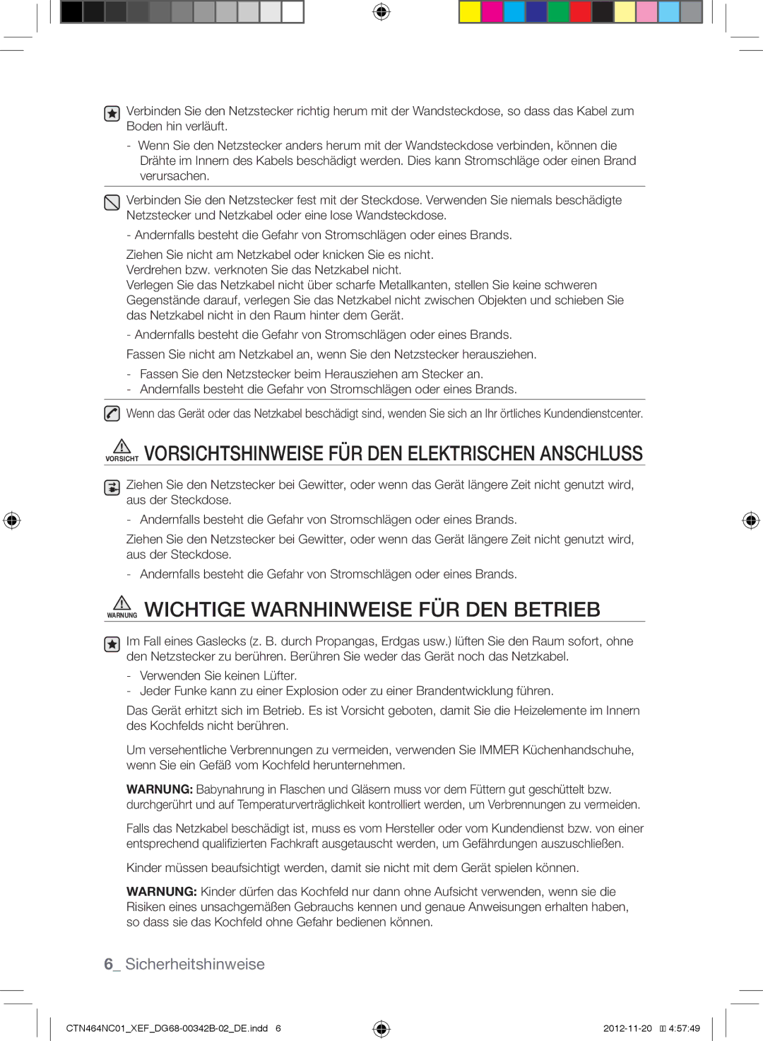 Samsung CTN263EA01/XEF, CTN464NC01/XEF manual Vorsicht Vorsichtshinweise FÜR DEN Elektrischen Anschluss 