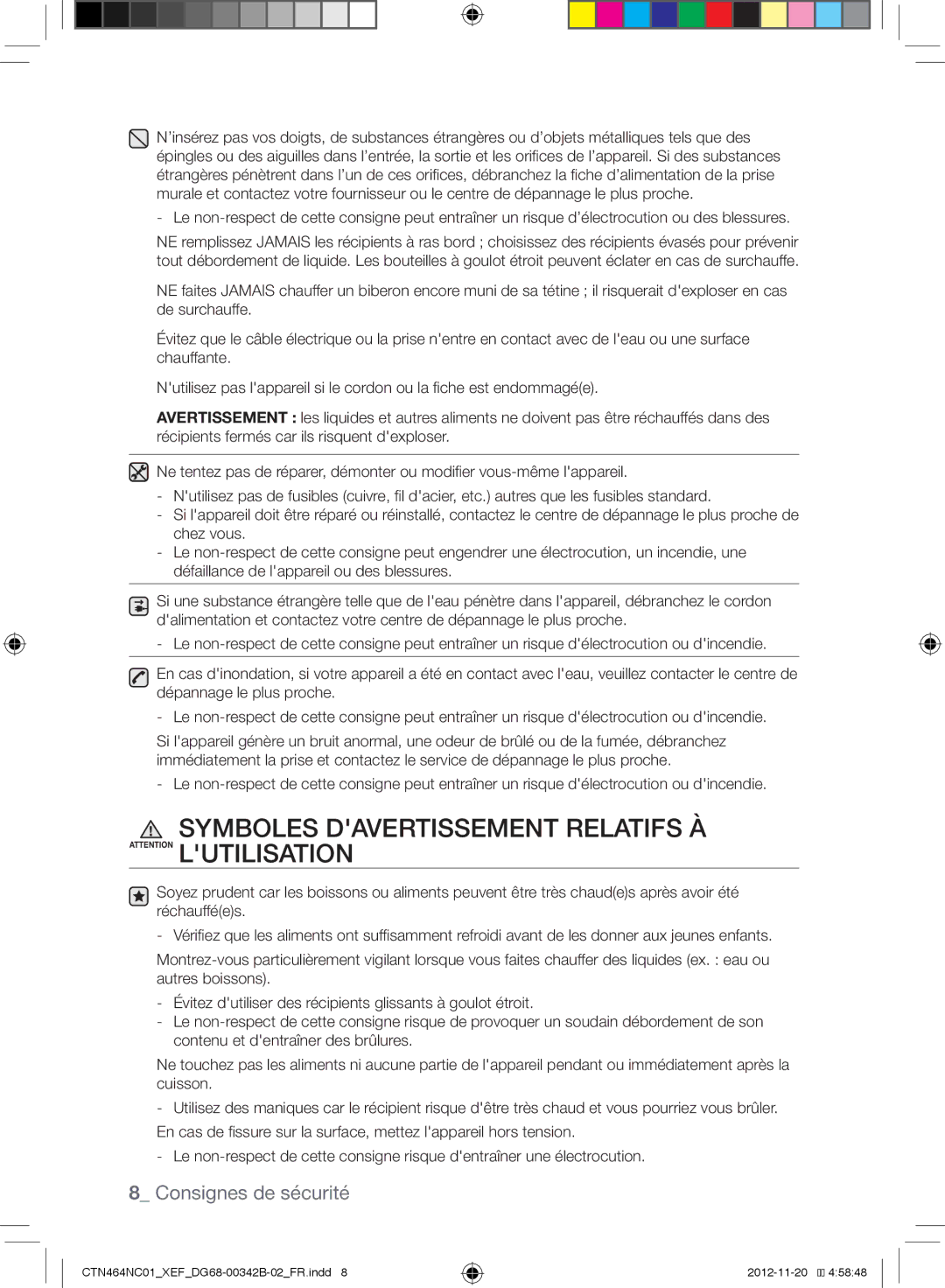 Samsung CTN263EA01/XEF, CTN464NC01/XEF manual Symboles Davertissement Relatifs À Attention Lutilisation 