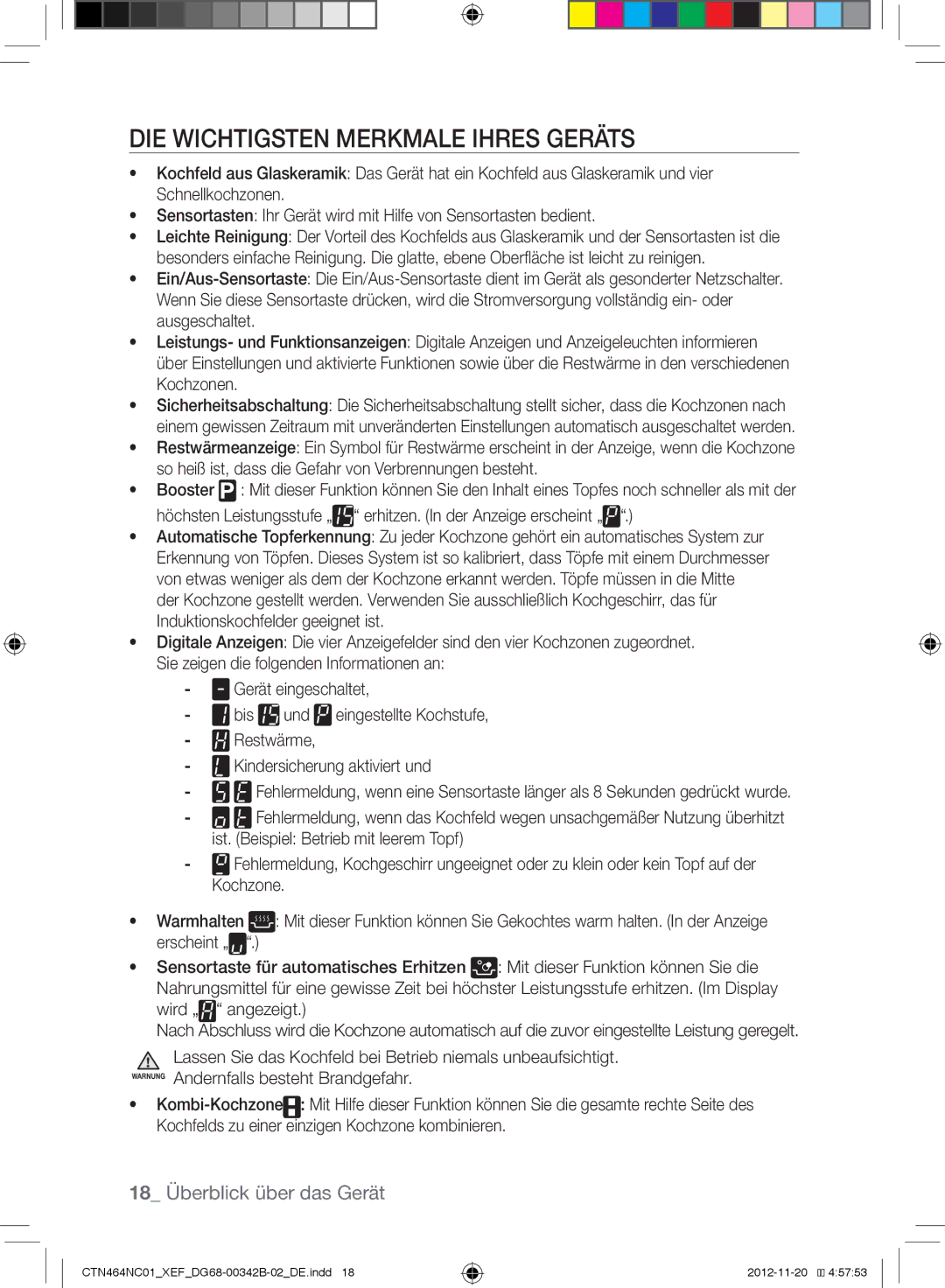 Samsung CTN263EA01/XEF, CTN464NC01/XEF manual DIE Wichtigsten Merkmale Ihres Geräts 