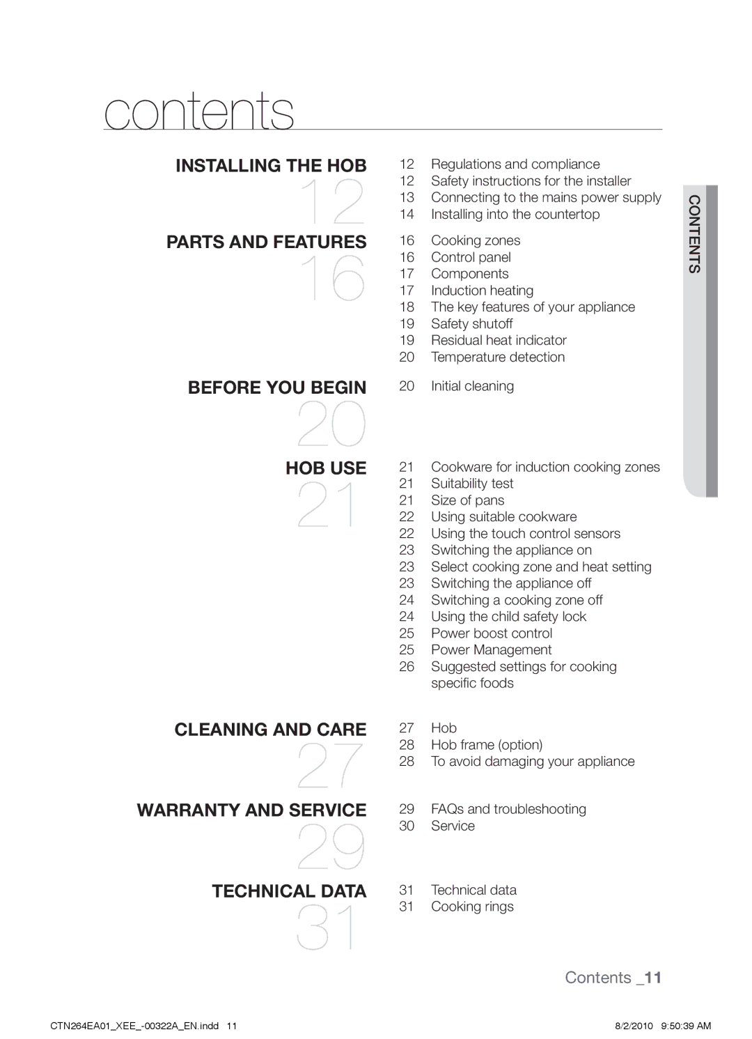 Samsung CTN264EA01/XEE manual Contents 