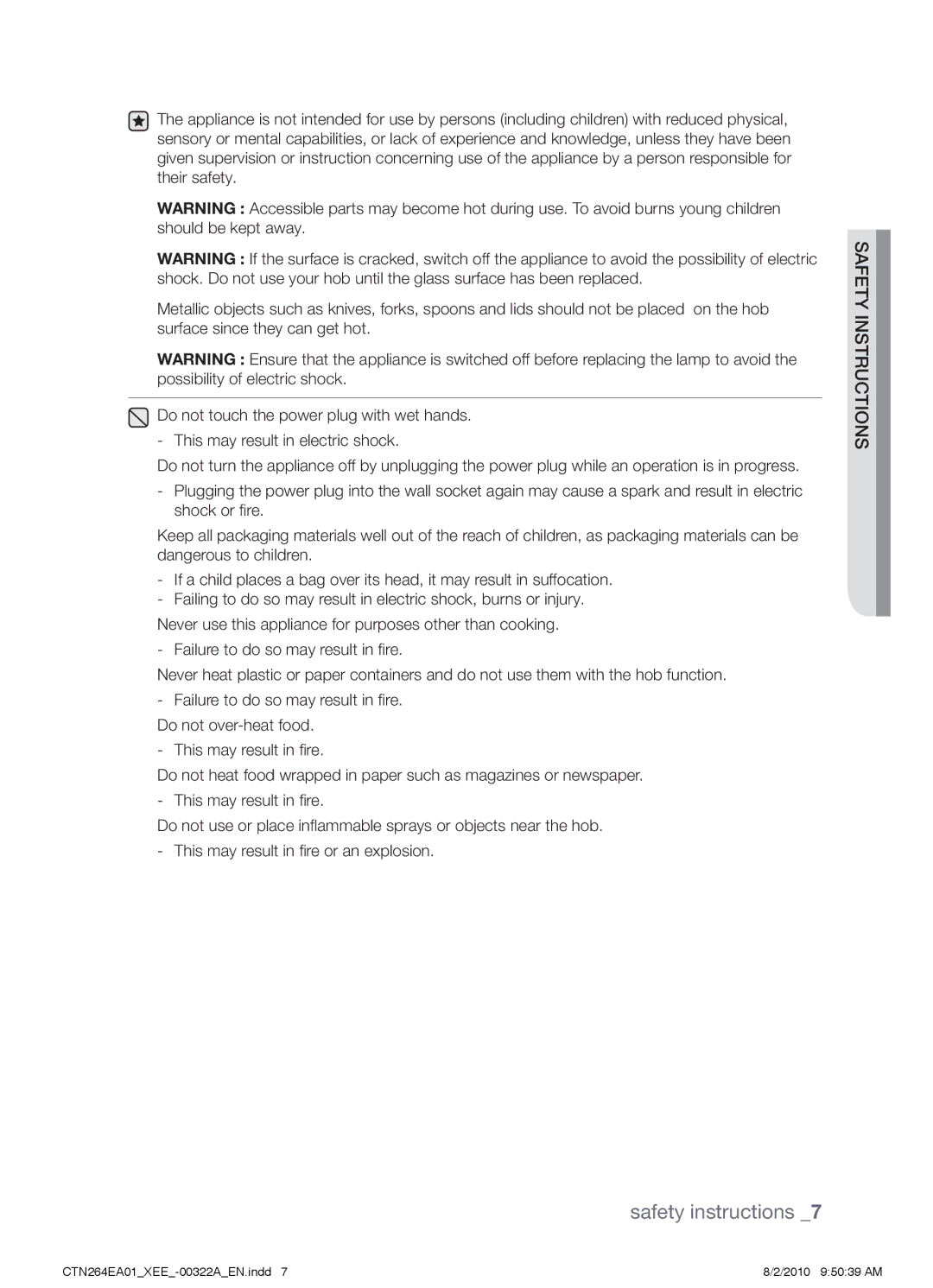 Samsung CTN264EA01/XEE manual Safety instructions 