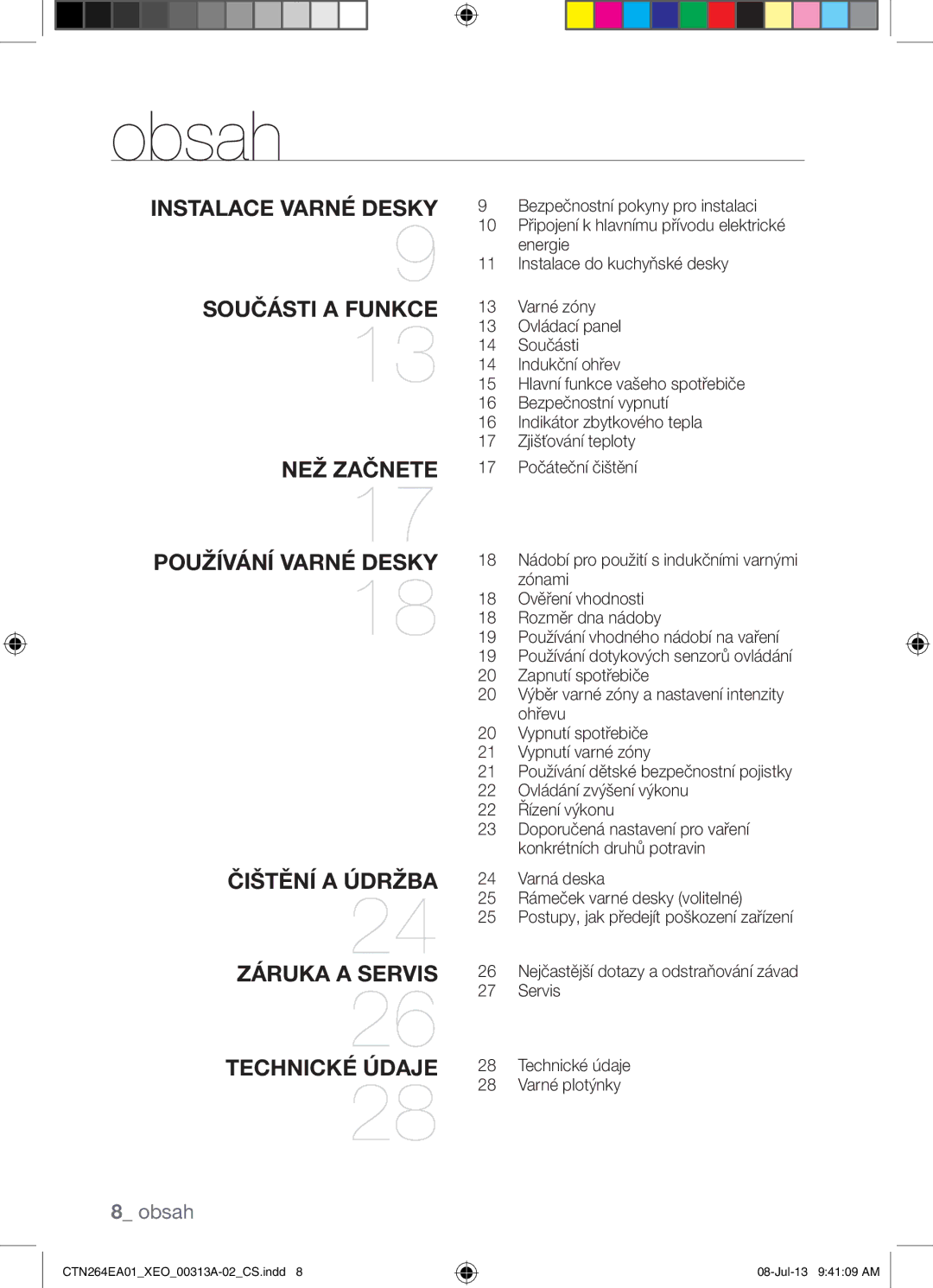 Samsung CTN264EA01/XEO manual Instalace Varné Desky Součásti a Funkce 